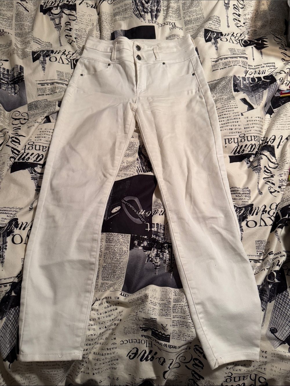 Design Lab Lord & Taylor White Wide-Leg Jeans